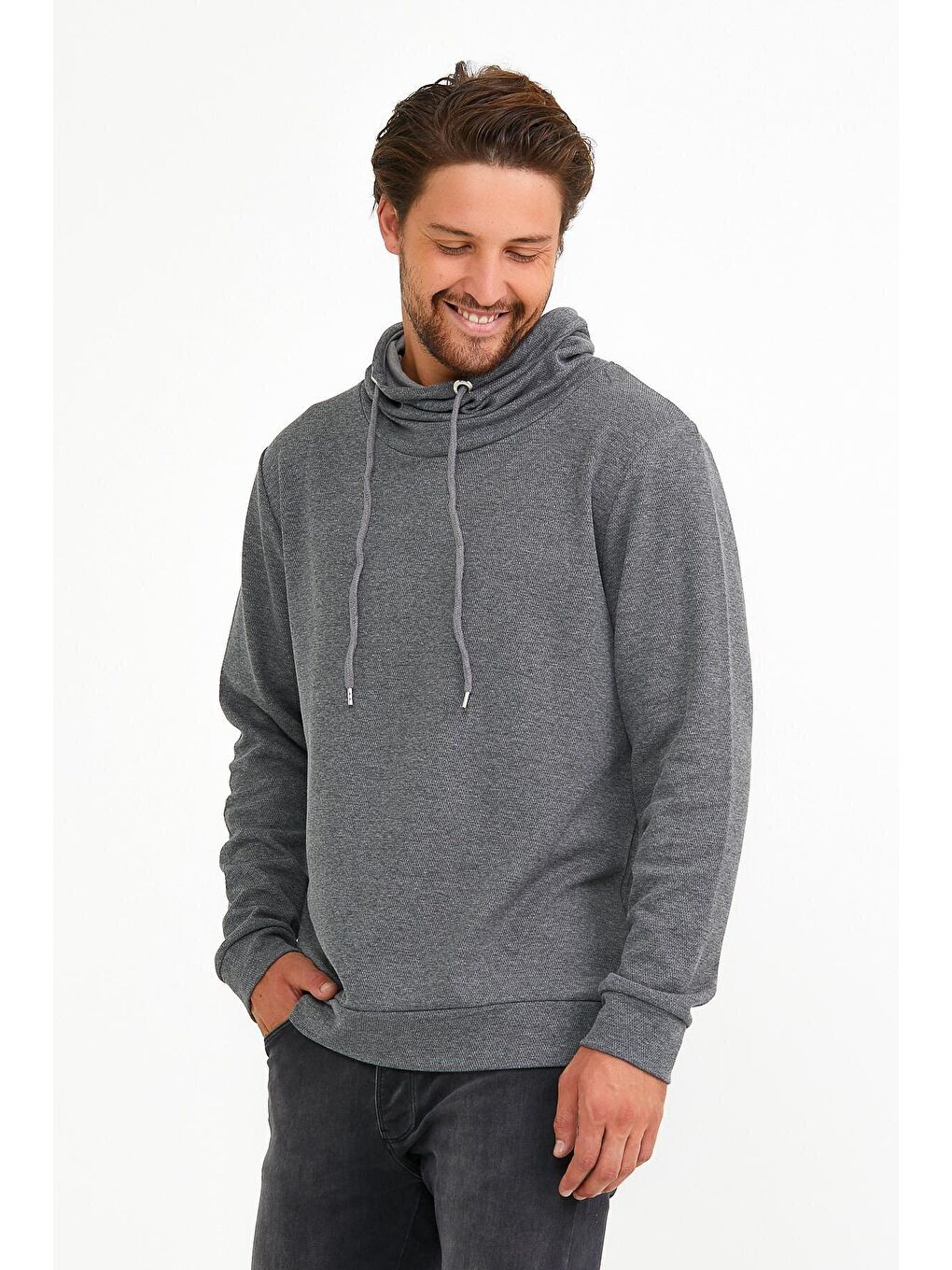 Gri Erkek Regular Fit Brooklyn İnce Sweatshirt SPR22SW142-4