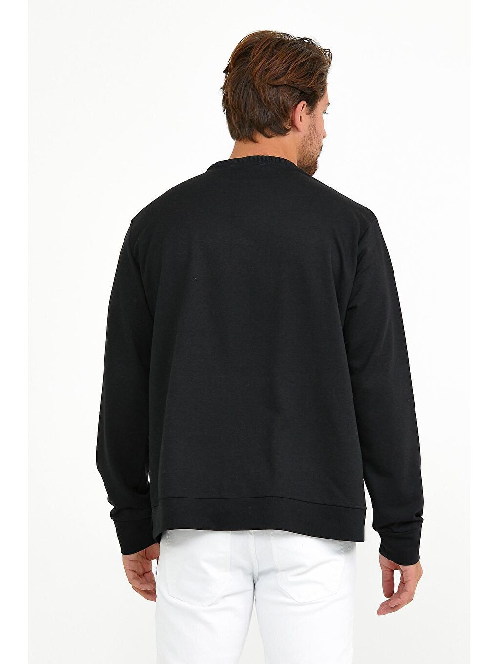 Siyah Erkek Bisiklet Yaka Regular Fit Tokyo Baskılı İnce Sweatshirt spr22sw134-4