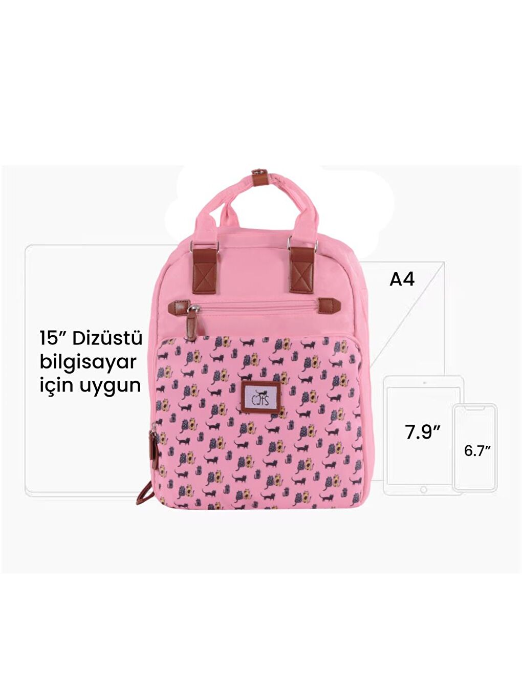 Biggdesign Cats Laptop Sırt Çantası Pembe - 8