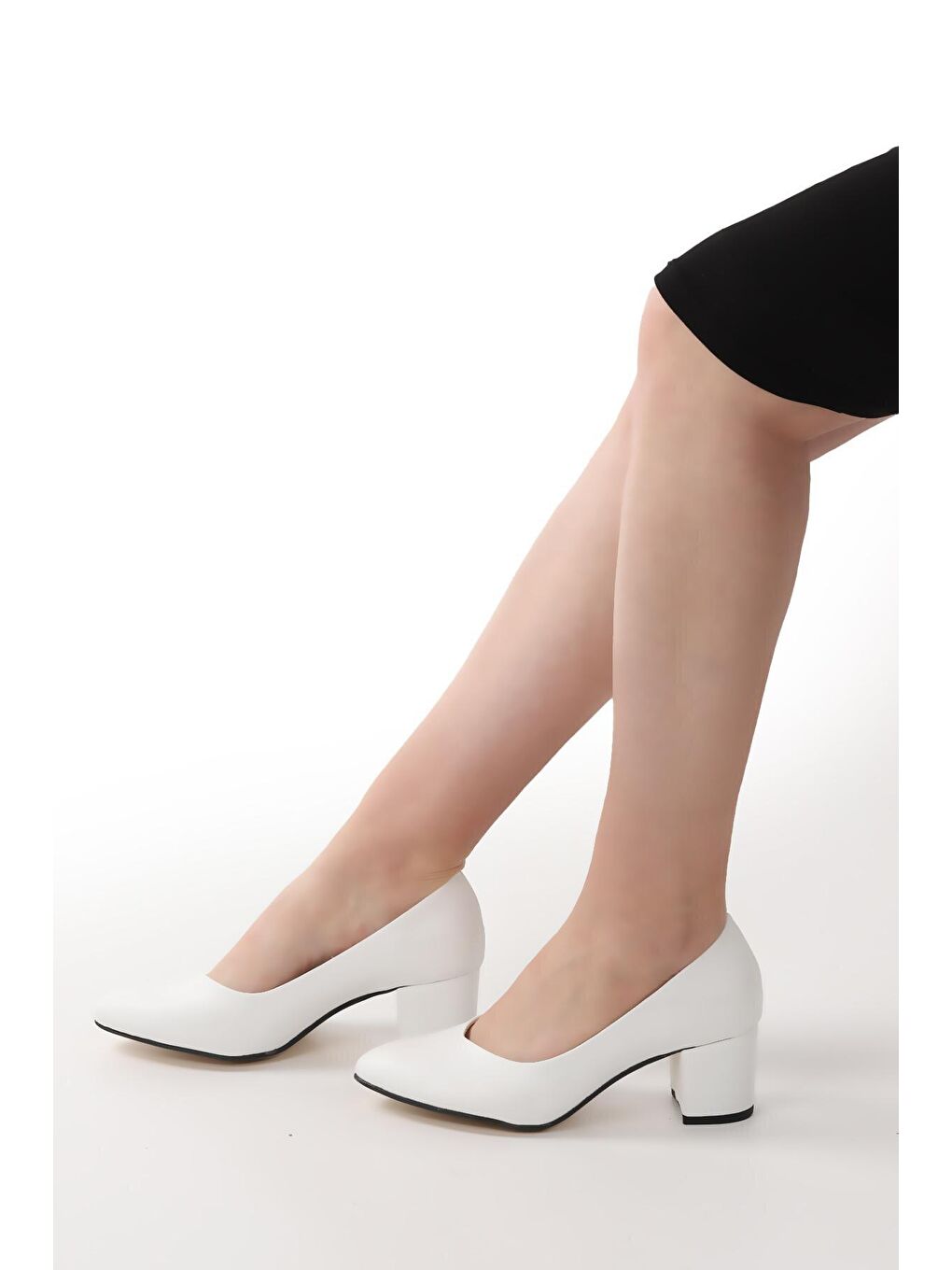 Beyaz Cilt 5 Cm Topuklu Kadın Ayakkabı 1990-2023