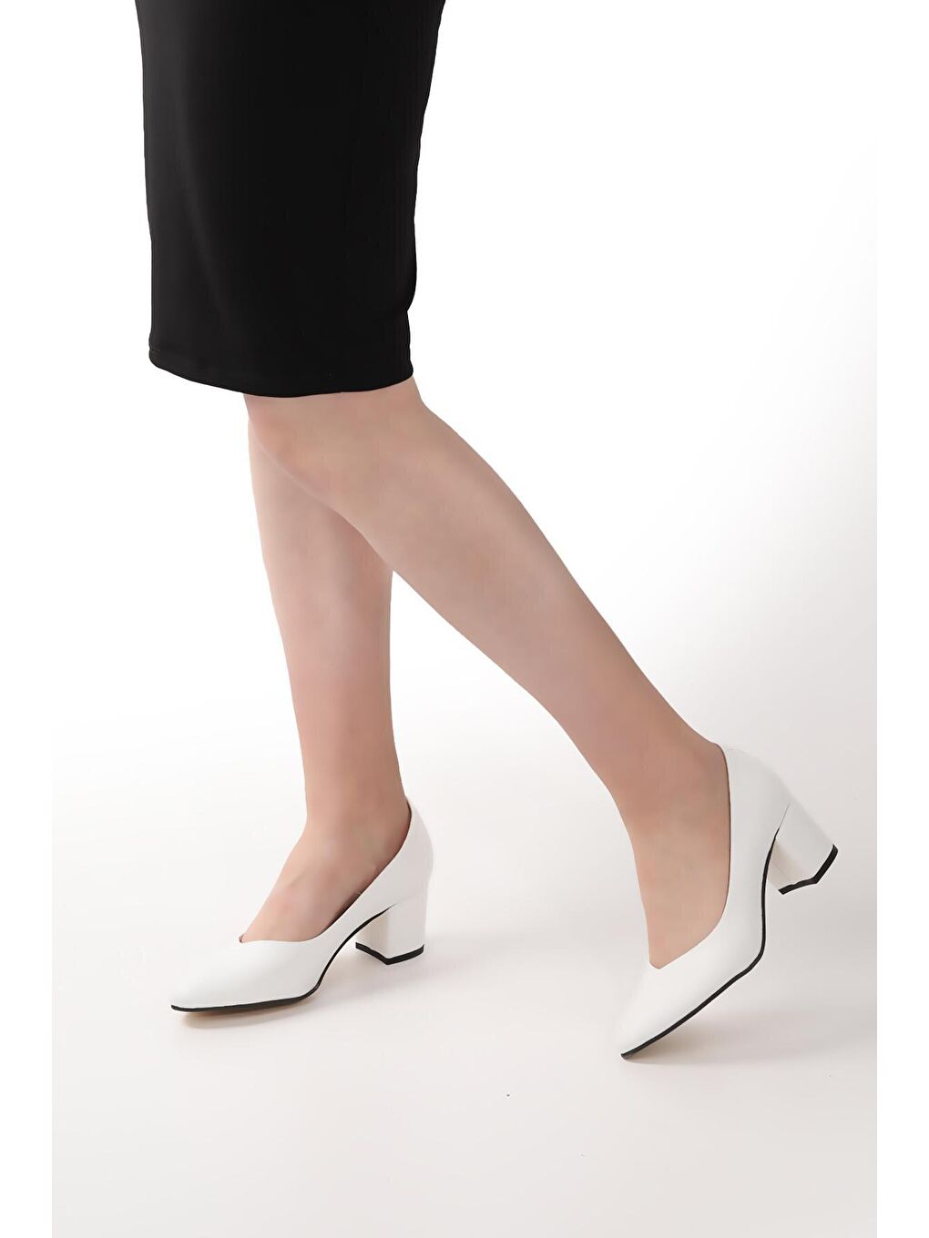 Beyaz Cilt 5 Cm Topuklu Kadın Ayakkabı 1990-2023-1