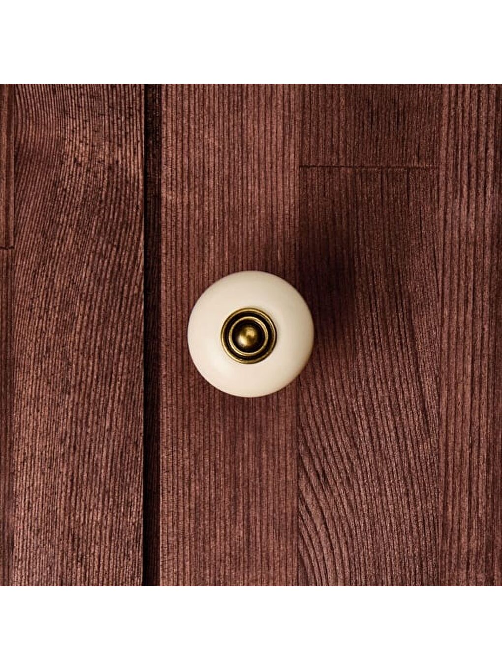 Gri Rustik Düğme Kulp - Krem / Antik