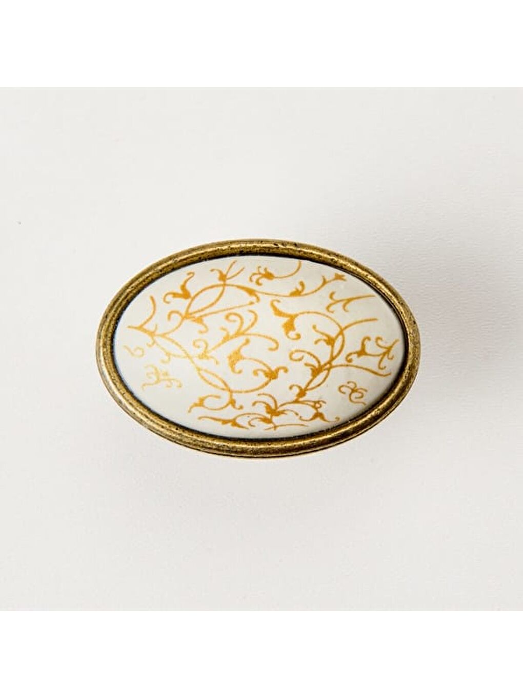 Gri Balat Düğme Kulp - Krem / Antik-8