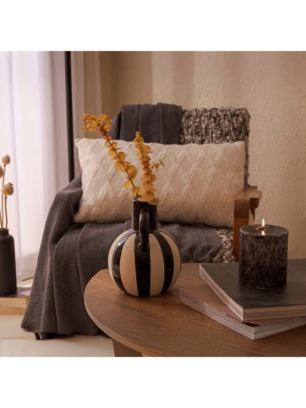 Pottery Vazo - Siyah - 20 cm