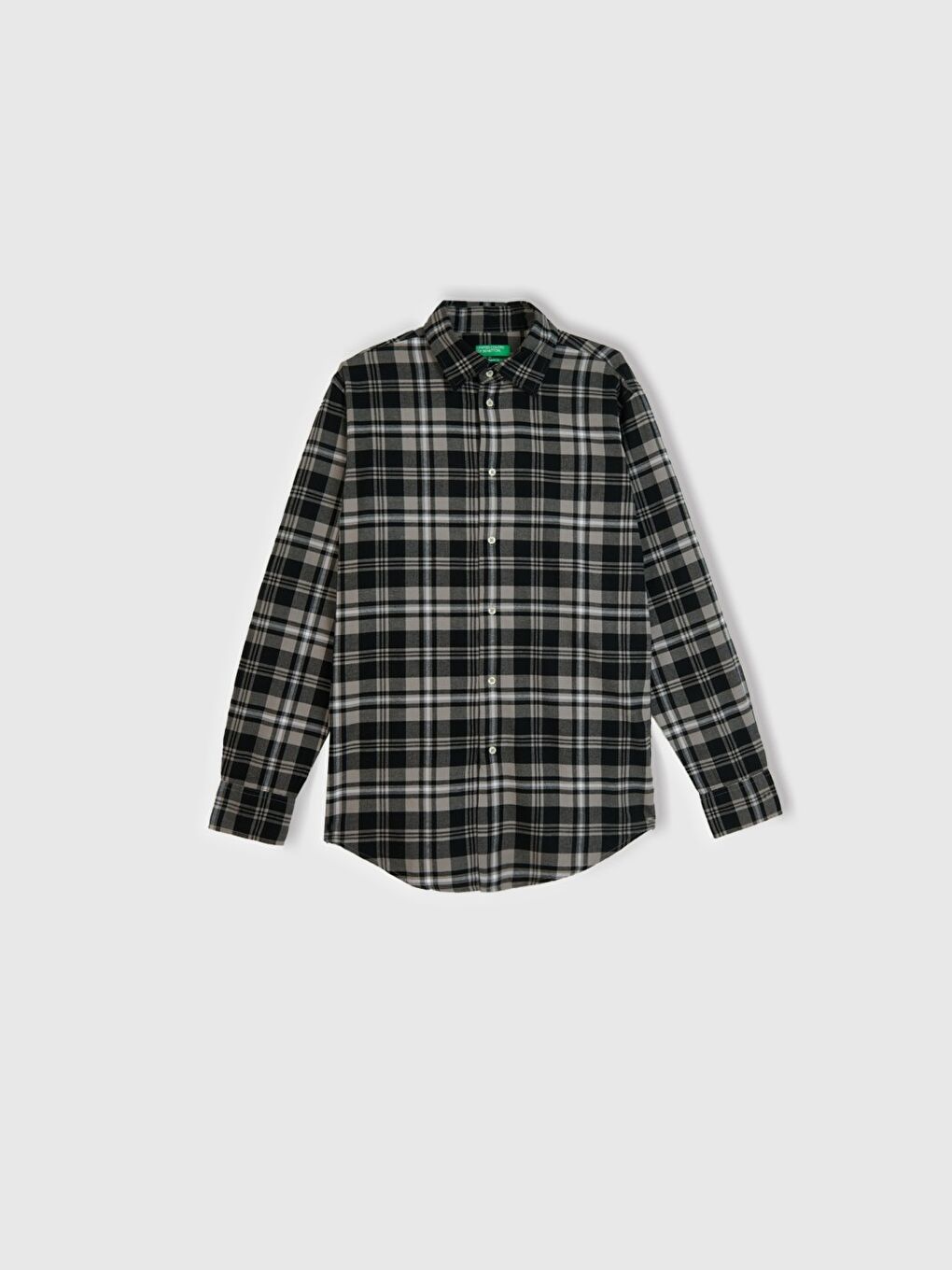 Erkek Antrasit %100 Pamuk Regular Fit Flanel Desen Uzun Kollu Gömlek