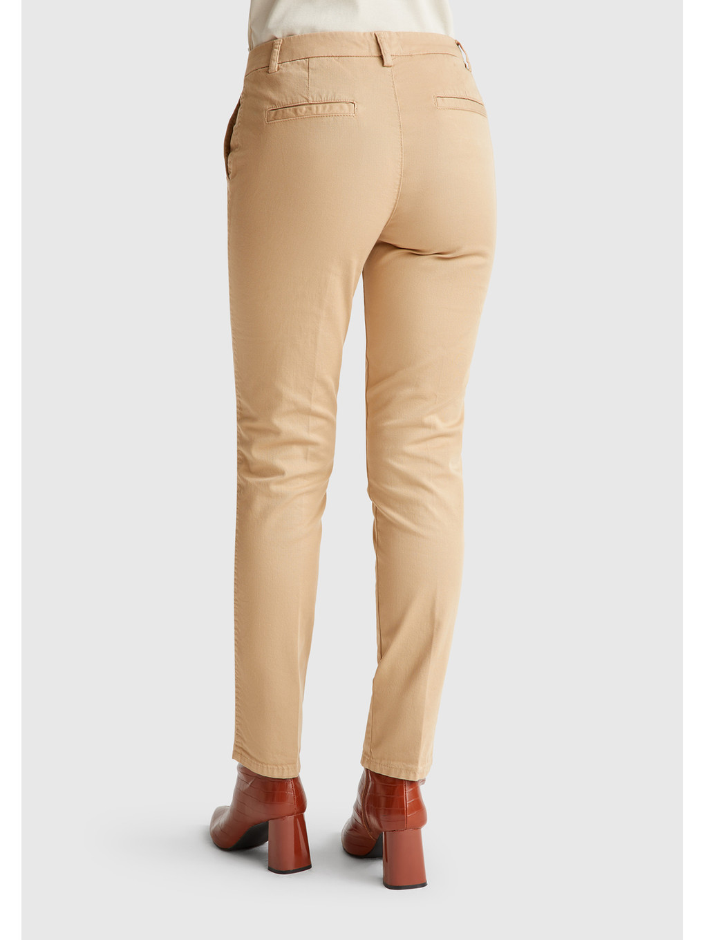 Kadın Bej Elastanlı Basic Chino Pantolon-2