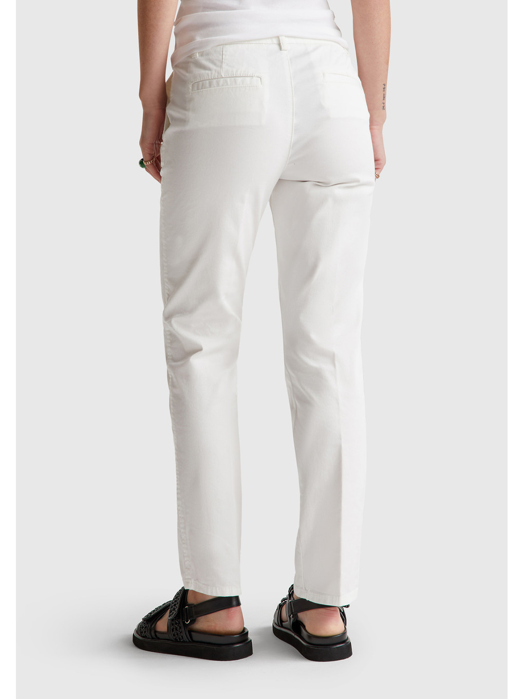 Kadın Beyaz Elastanlı Basic Chino Pantolon-2