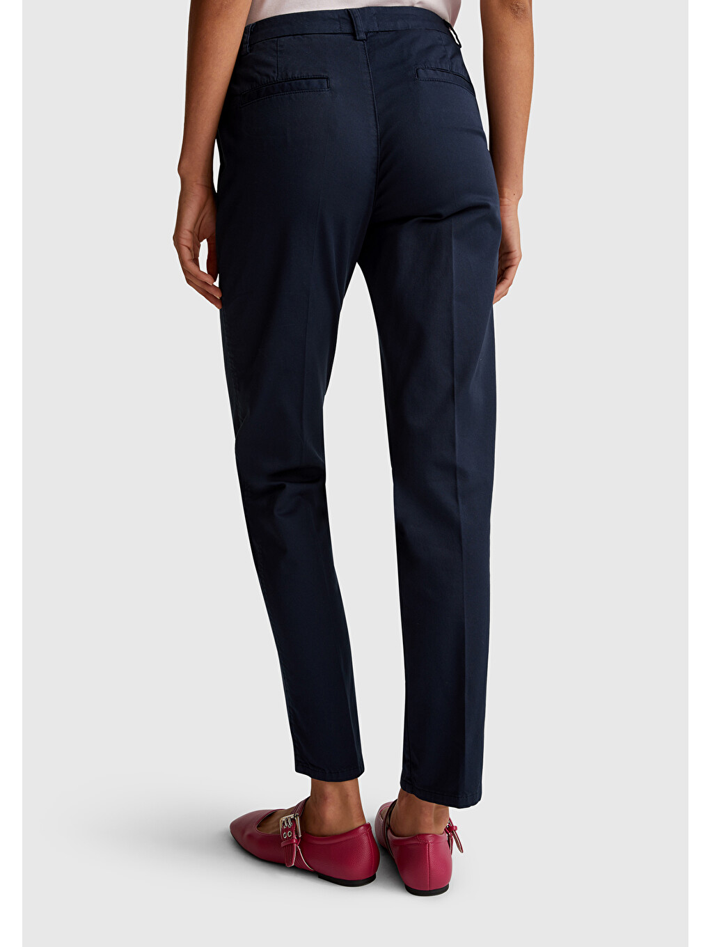 Kadın Lacivert Elastanlı Basic Chino Pantolon-2