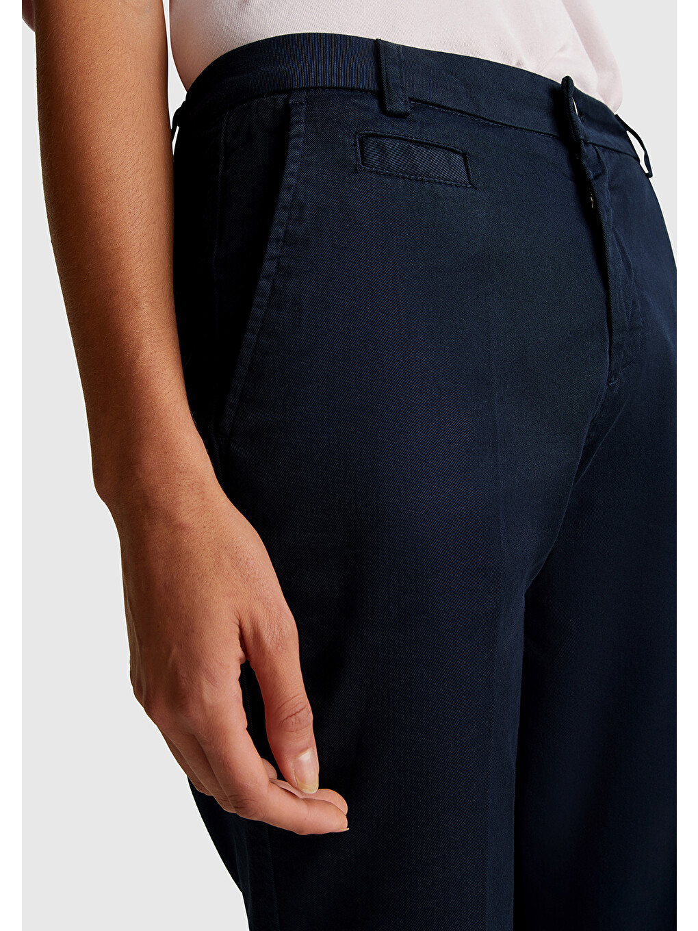 Kadın Lacivert Elastanlı Basic Chino Pantolon-5