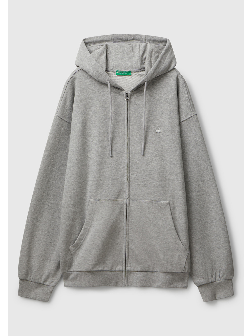Gri Melanj 100 Pamuk Dar Kesim Kapüşonlu %100 Pamuk Erkek Fermuarlı Sweatshirt Hırka-1