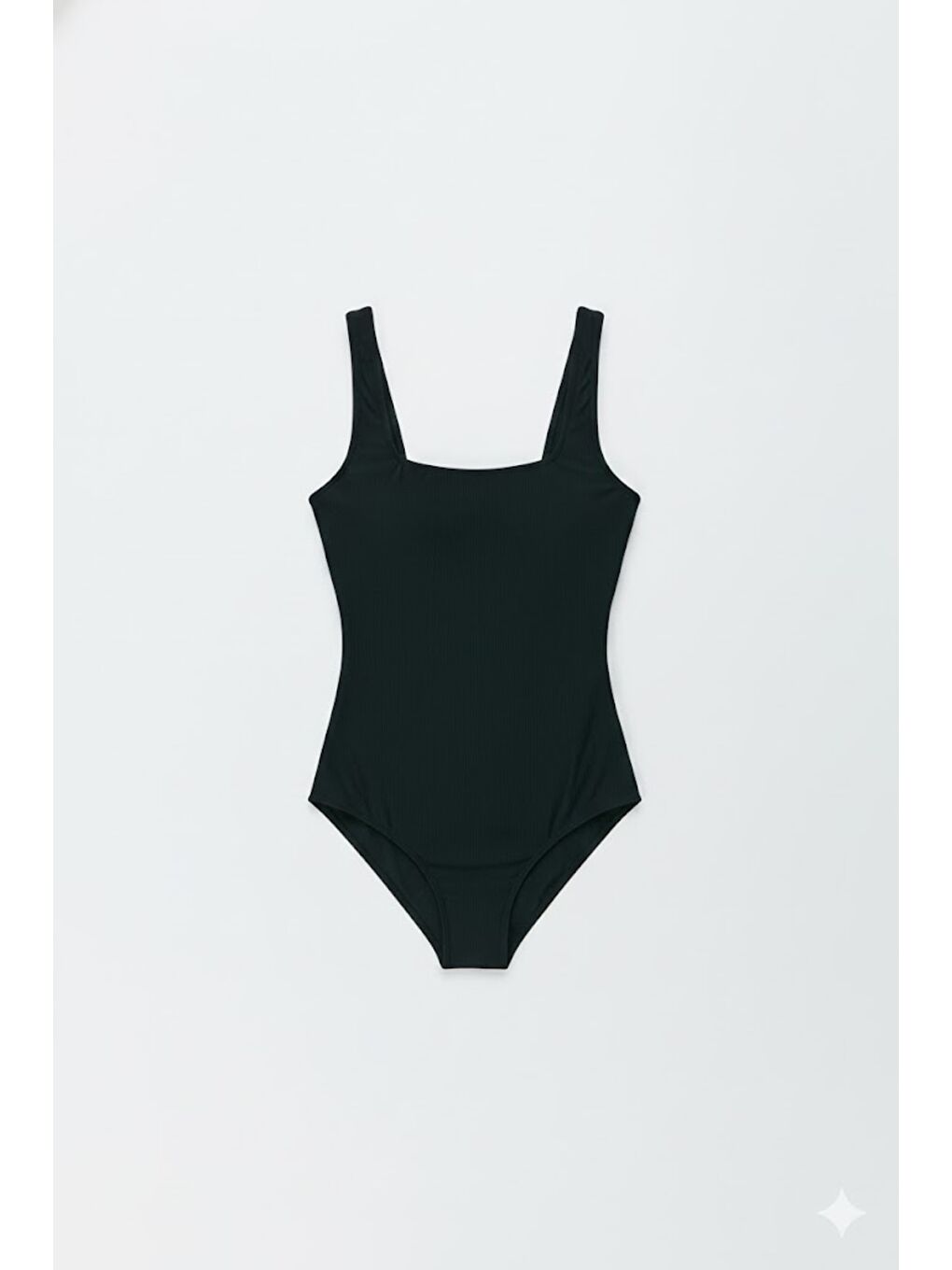 Kare Yaka Büzgülü Mayo 7763 Siyah/Bej-2