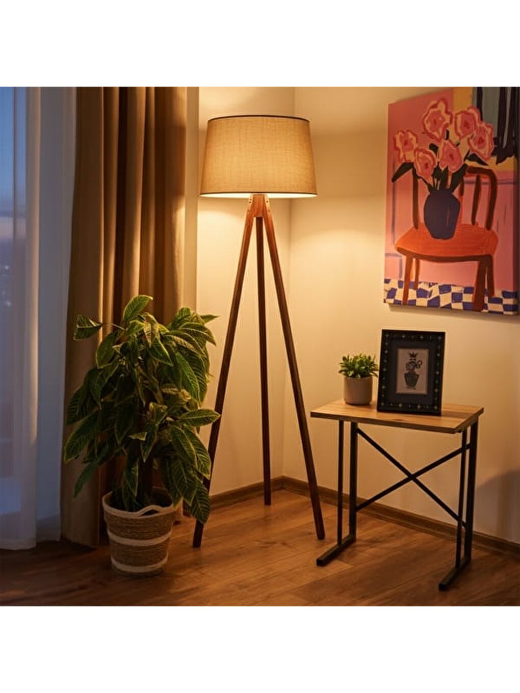 Tripod Lambader - Kahverengi / Ceviz - 140 cm-5