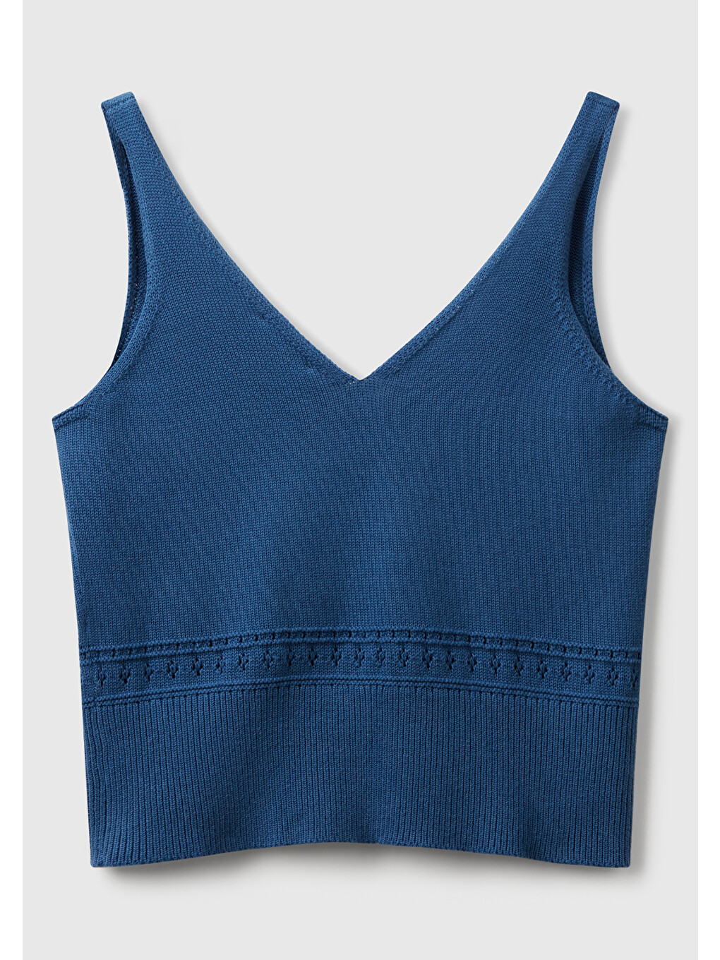 Mavi Kadın Denim %100 Pamuk Çiçek İşlemeli Göğsü Büzgülü Regular Fit Triko Atlet-1