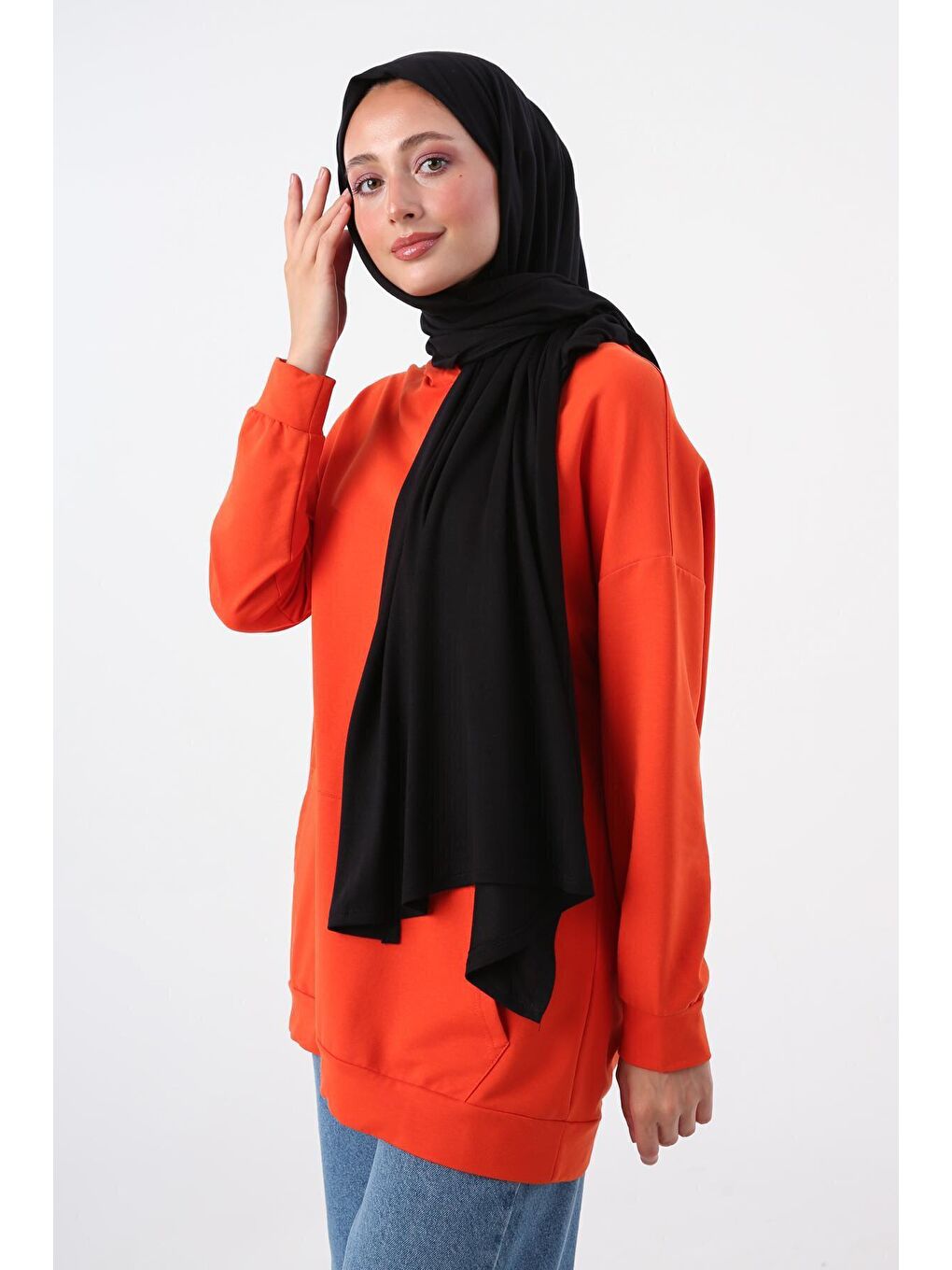 Siyah Pamuk Viskon Karışımlı Penye Şal-1