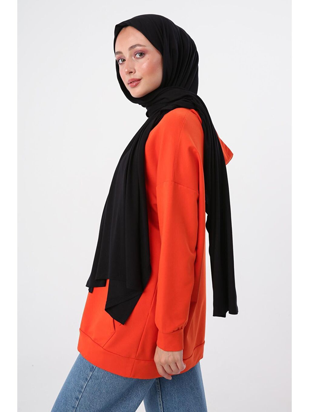 Siyah Pamuk Viskon Karışımlı Penye Şal-2