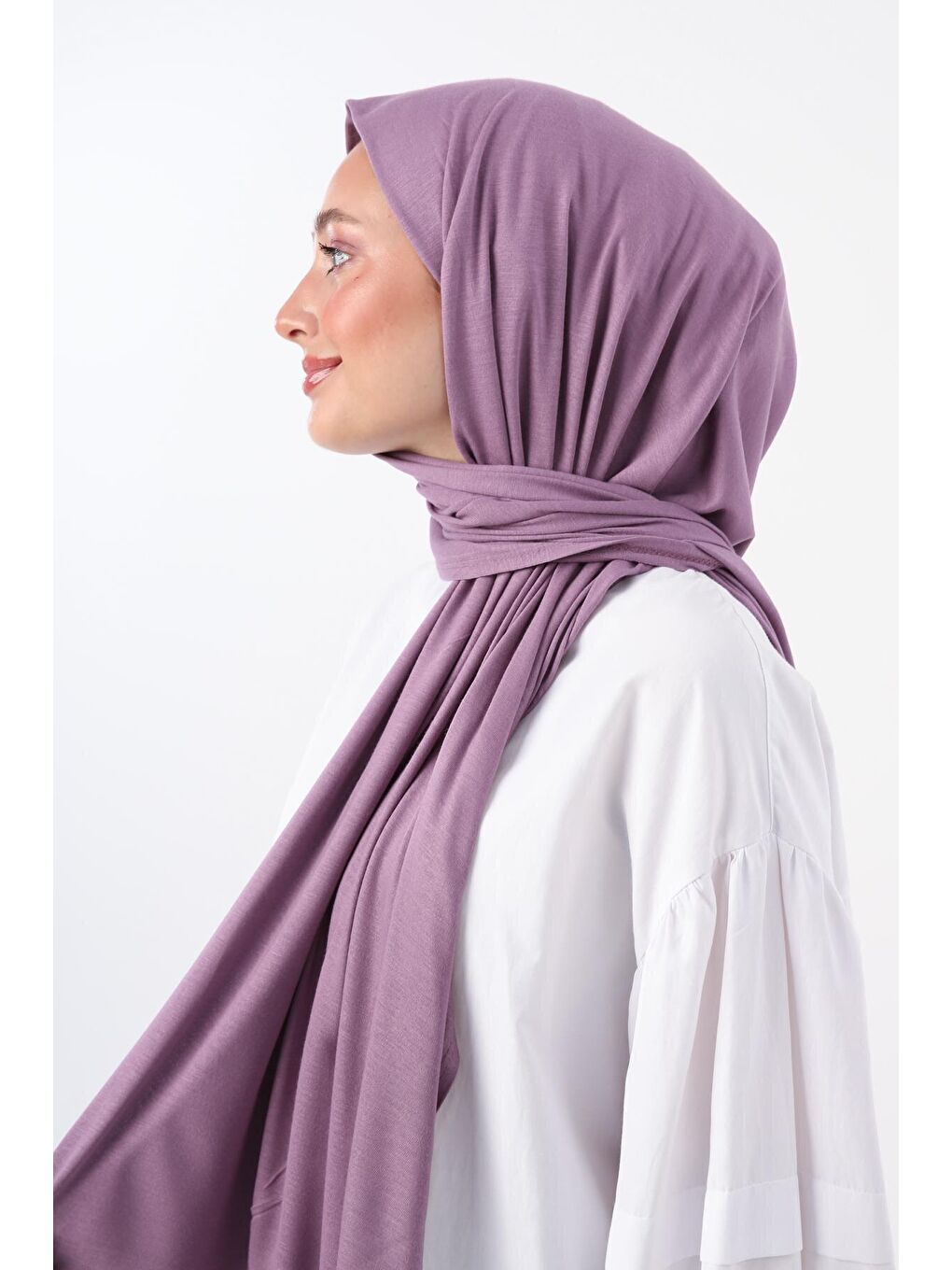 Lila Pamuk Viskon Karışımlı Penye Şal