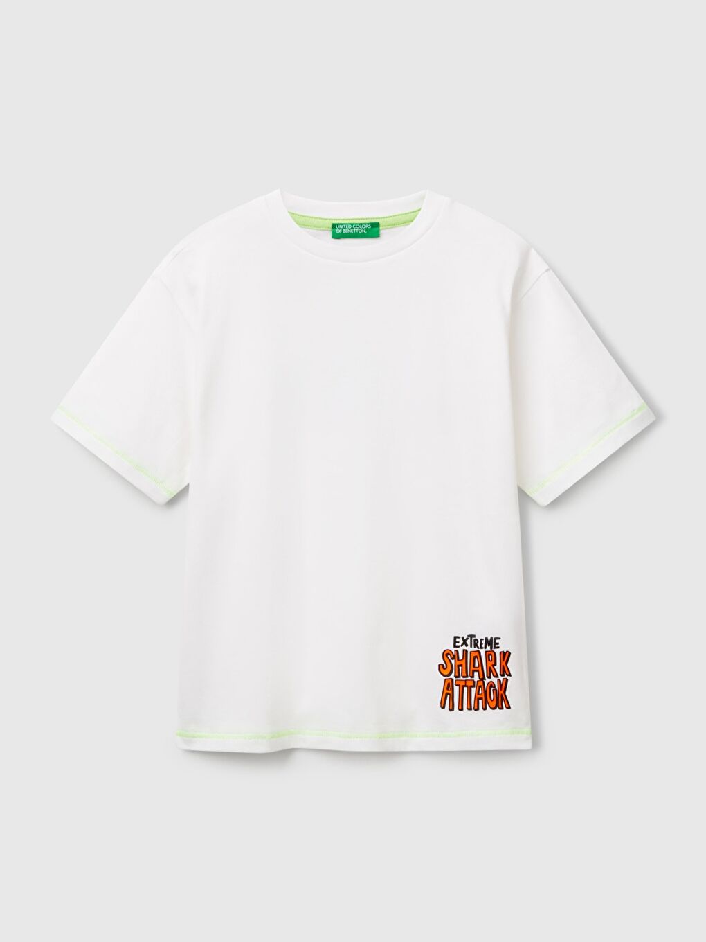 Erkek Çocuk Beyaz Ajurlu Önü ve Arkası Baskılı T-Shirt