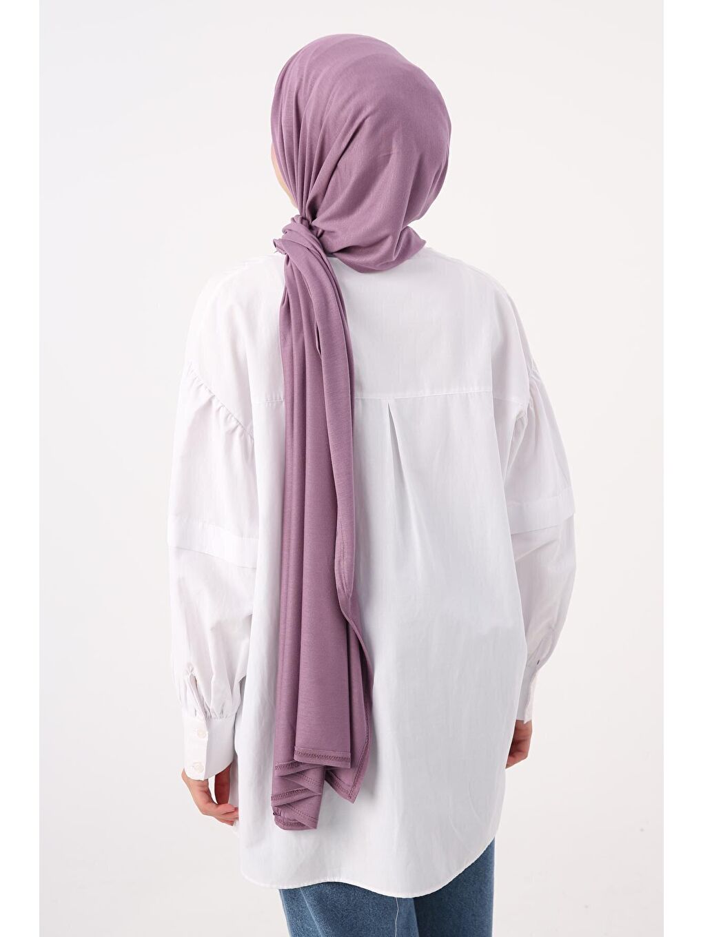 Lila Pamuk Viskon Karışımlı Penye Şal-2