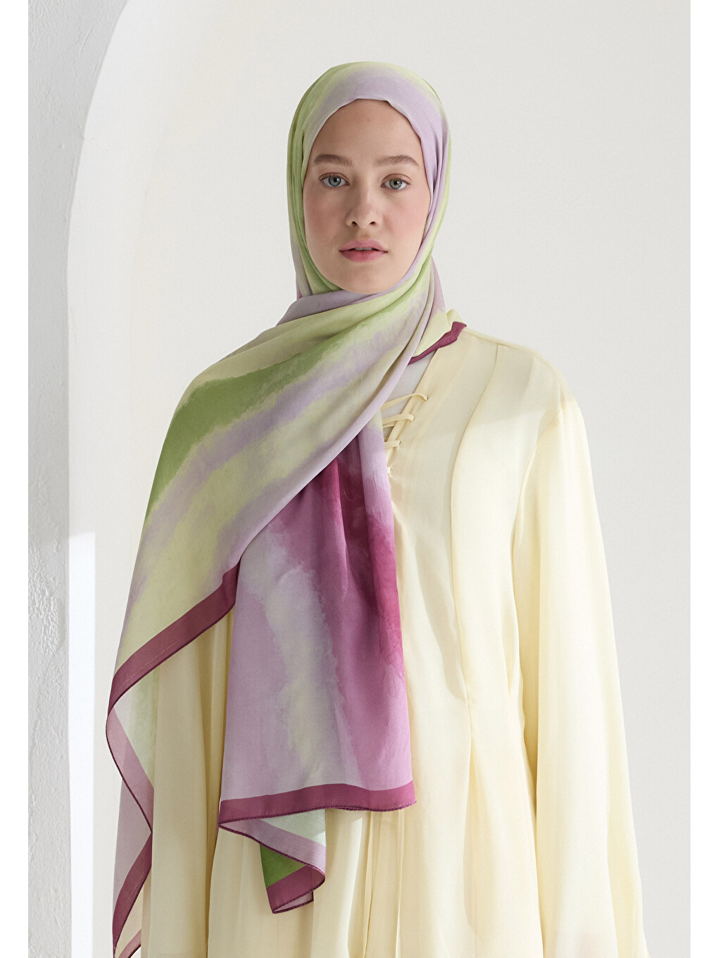 Ombre Floş Viskon Şal Gül Pembe-1