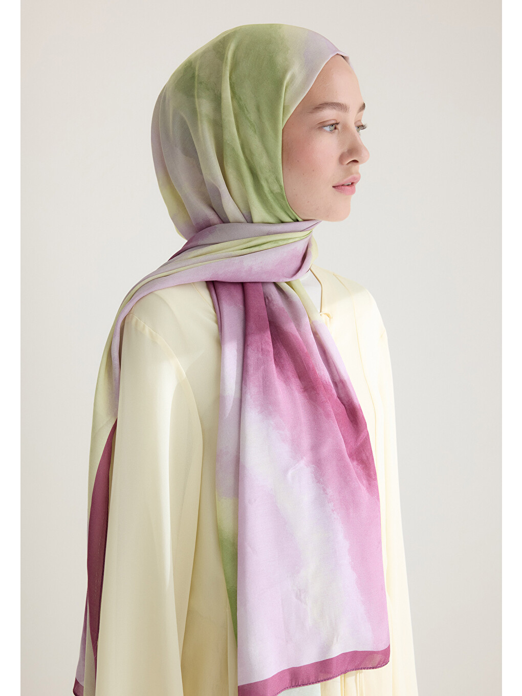 Ombre Floş Viskon Şal Gül Pembe-3