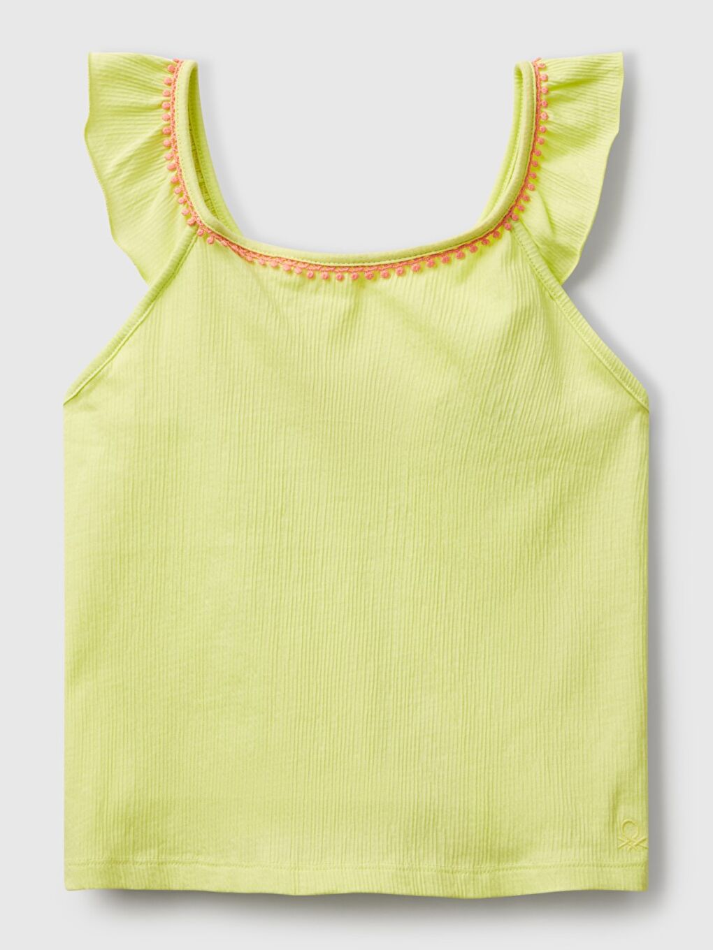 Kız Çocuk Sarı Sırtı Halka Detaylı Logolu Çapraz Askılı Yuvarlak Yaka Atlet