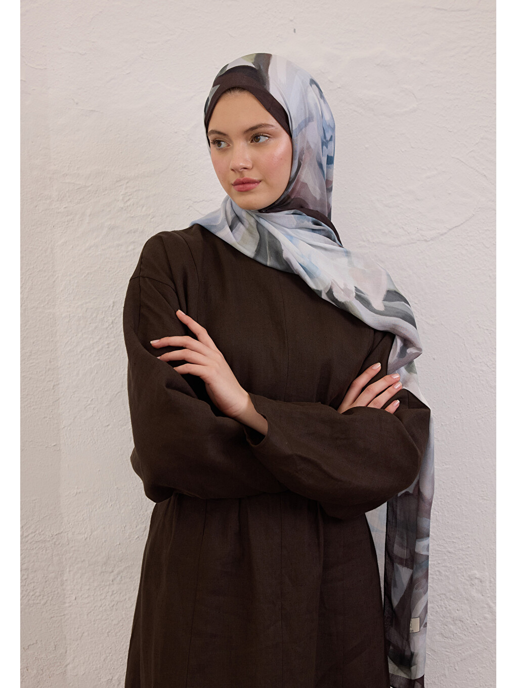 Gardenia Desen Rami Şal Soft Mavi