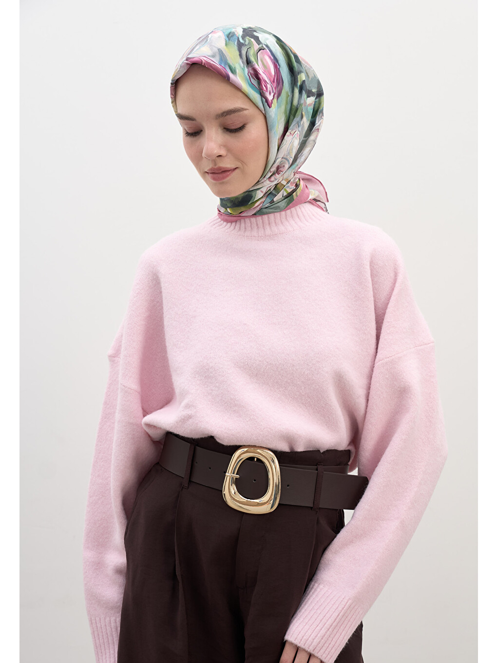 Nerıssa Desen Pamuklu Viskon Eşarp Pembe