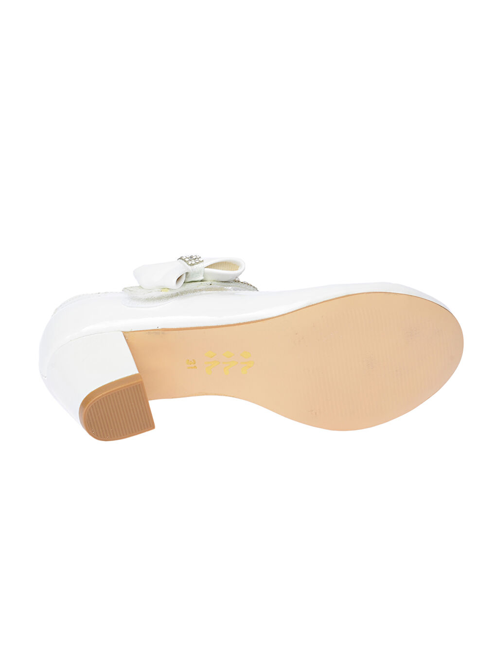 Beyaz Cameli Rugan Günlük Kız Çocuk 4 Cm Topuklu Abiye Ayakkabı-4