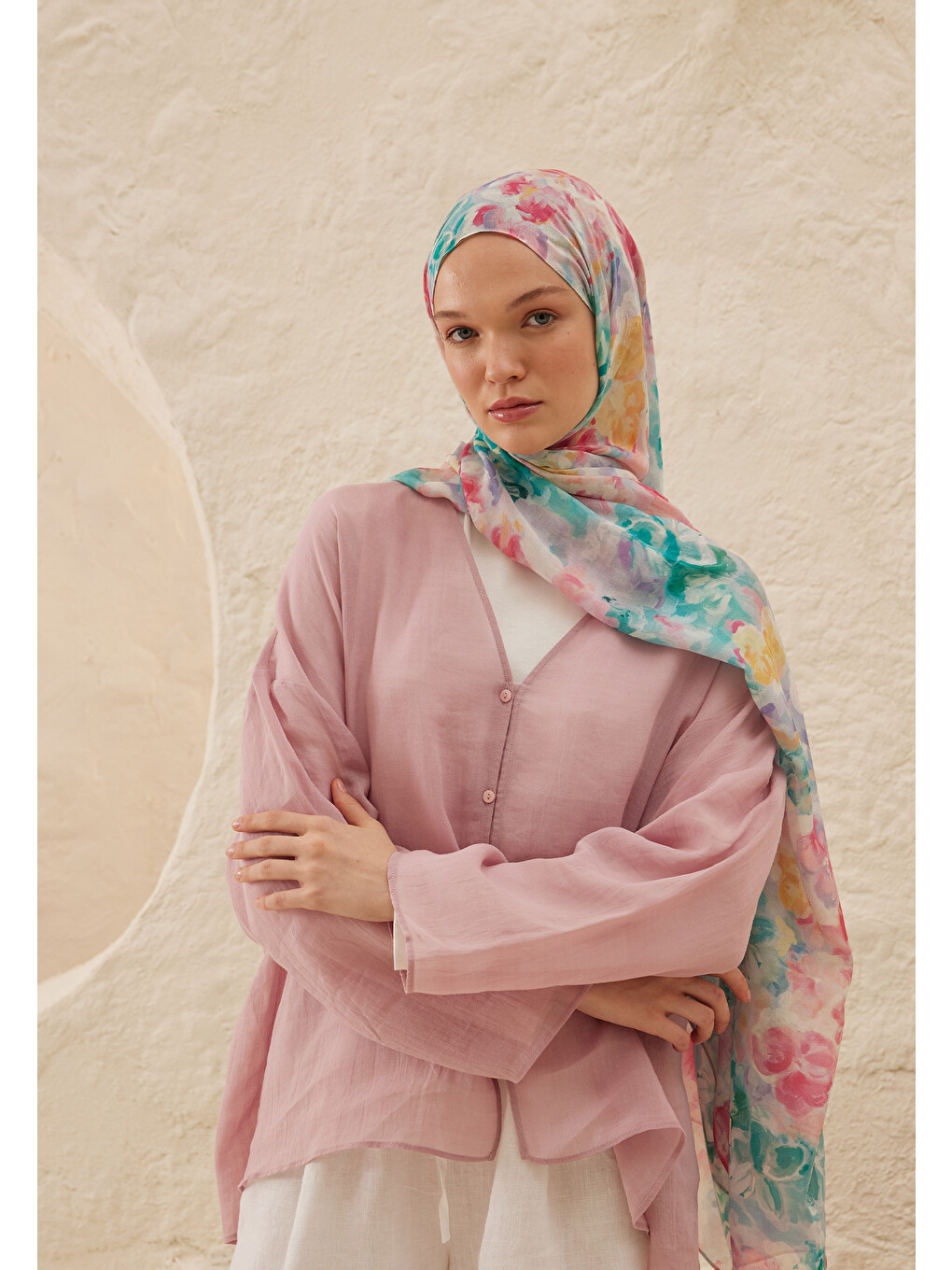 Fiona Desen Rami Şal Pembe-4