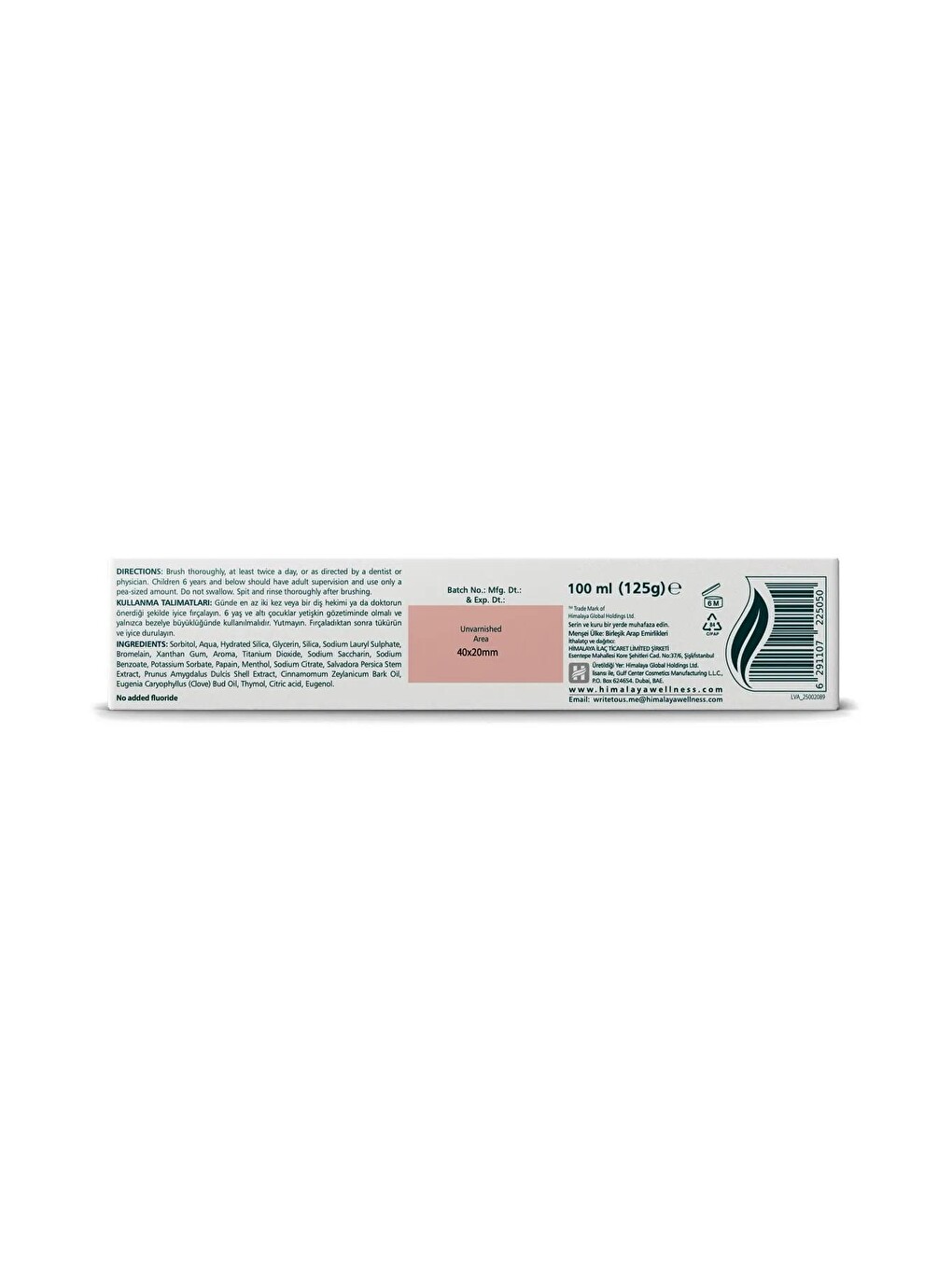 Total White Bitkisel Beyazlatıcı Diş Macunu, Florürsüz, Parabensiz, Bitkisel Enzim, 100 ml 125 gr-2