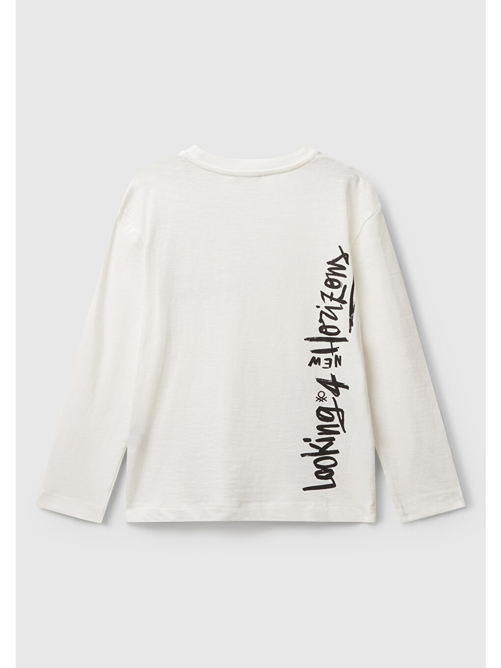Erkek Çocuk Ekru Önü Ve Arkası Baskılı Bisiklet Yaka Uzun Kollu T-shirt-1