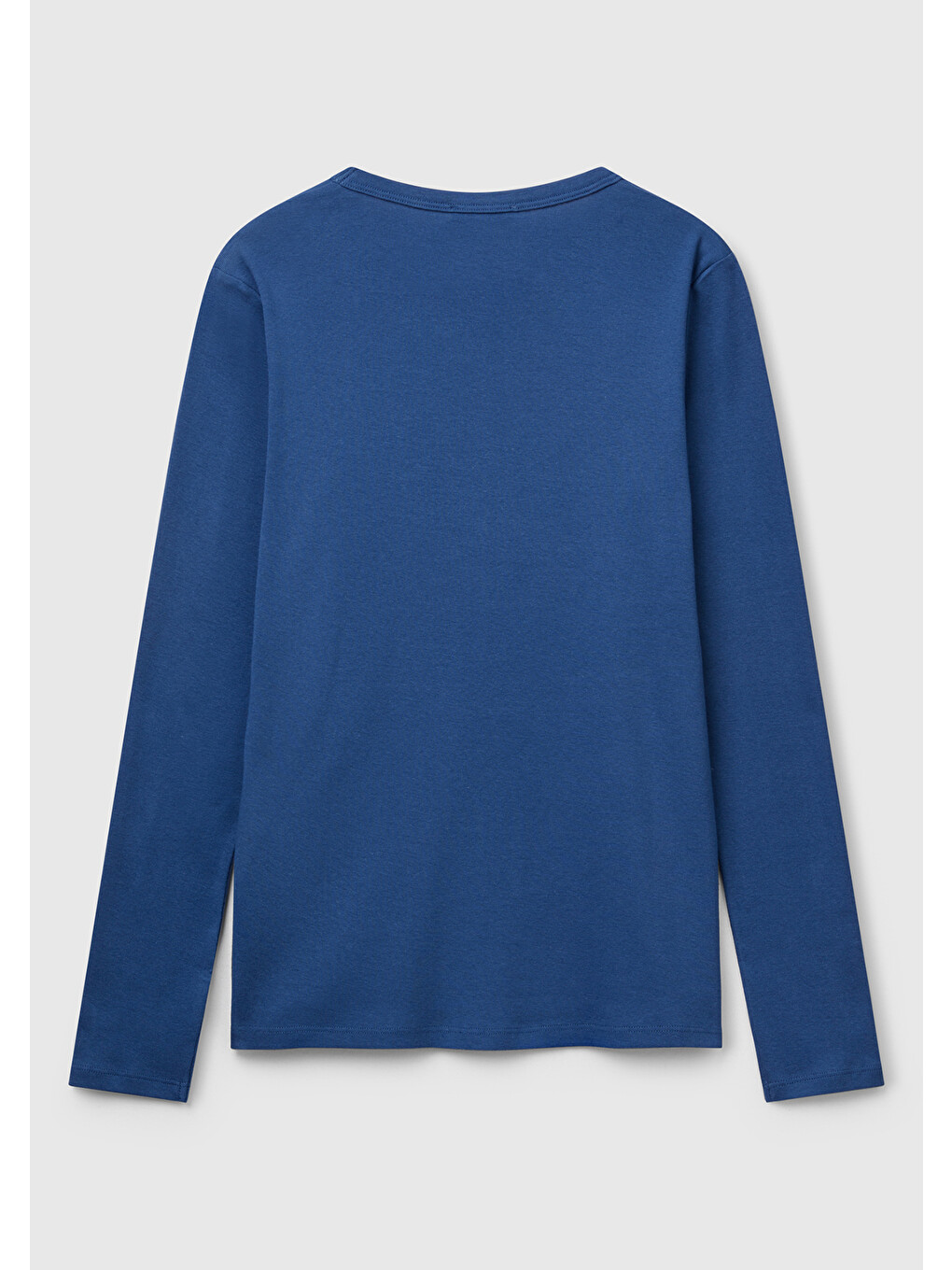 Kadın İndigo Mavisi Basic Bisiklet Yaka Uzun Kollu T-shirt-3
