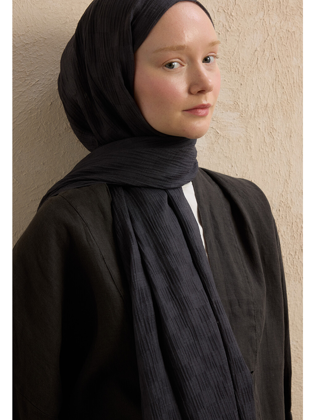 Gri Modal Damalı Şal Füme-1