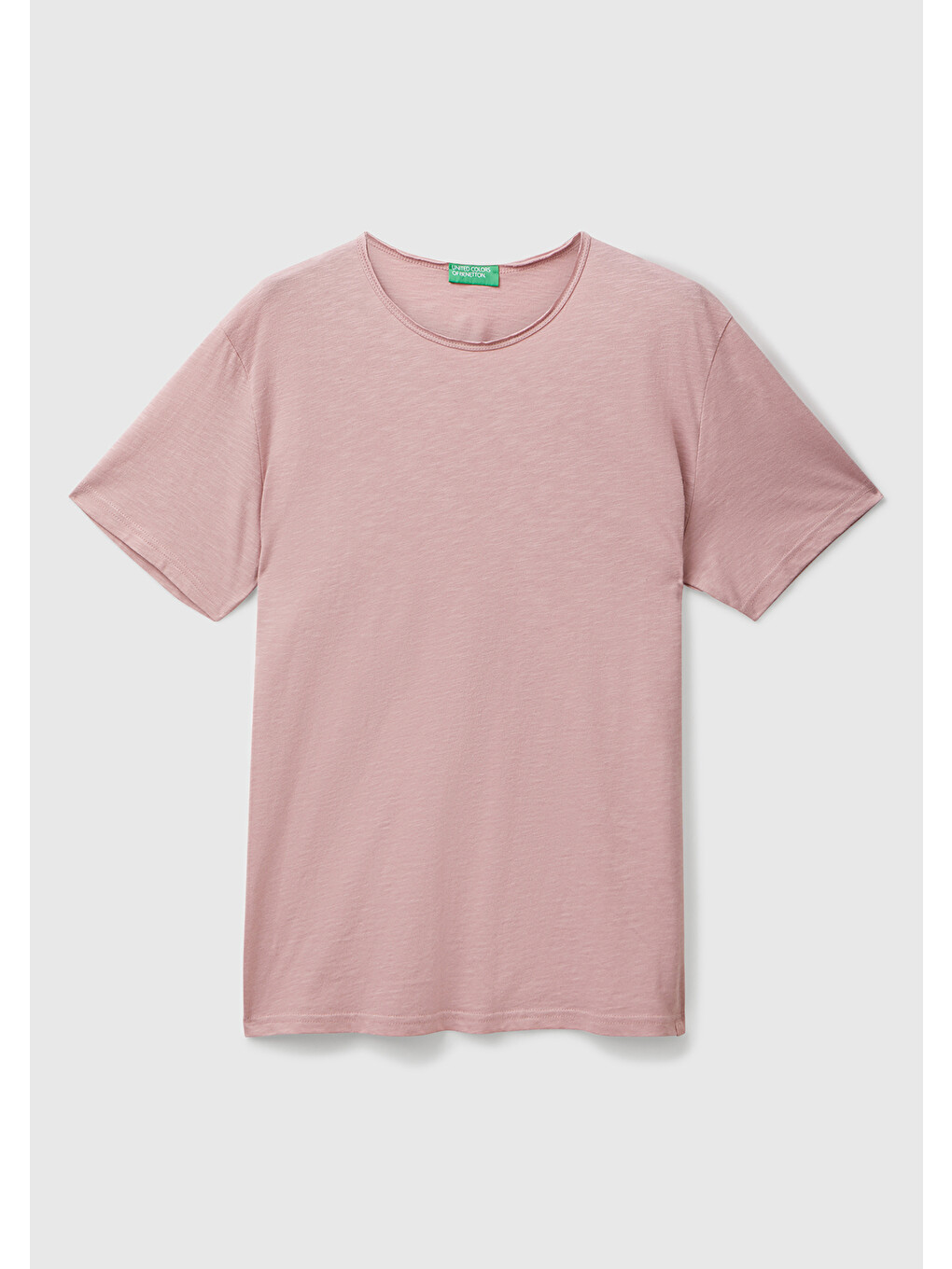 Erkek Pembe Bisiklet Yaka Slub Tişört-1