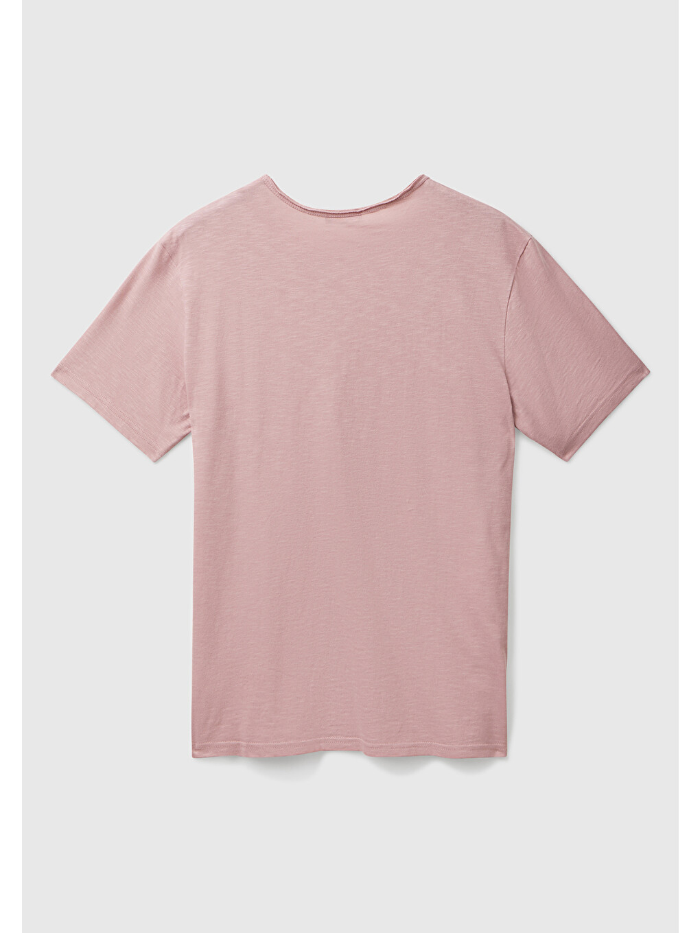 Erkek Pembe Bisiklet Yaka Slub Tişört-3