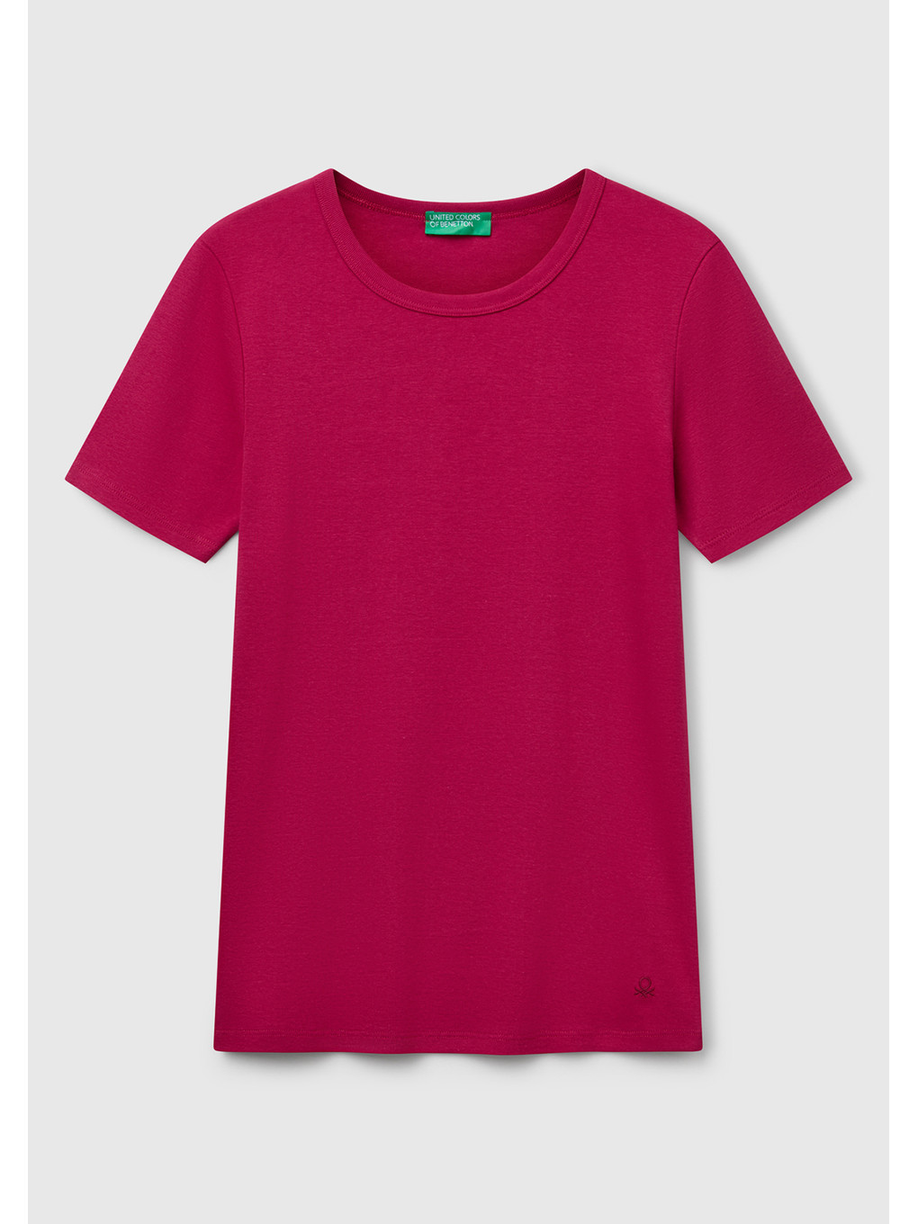 Kadın Fuşya %100 Pamuk Basic Kısa Kollu Bisiklet Yaka T-shirt-1