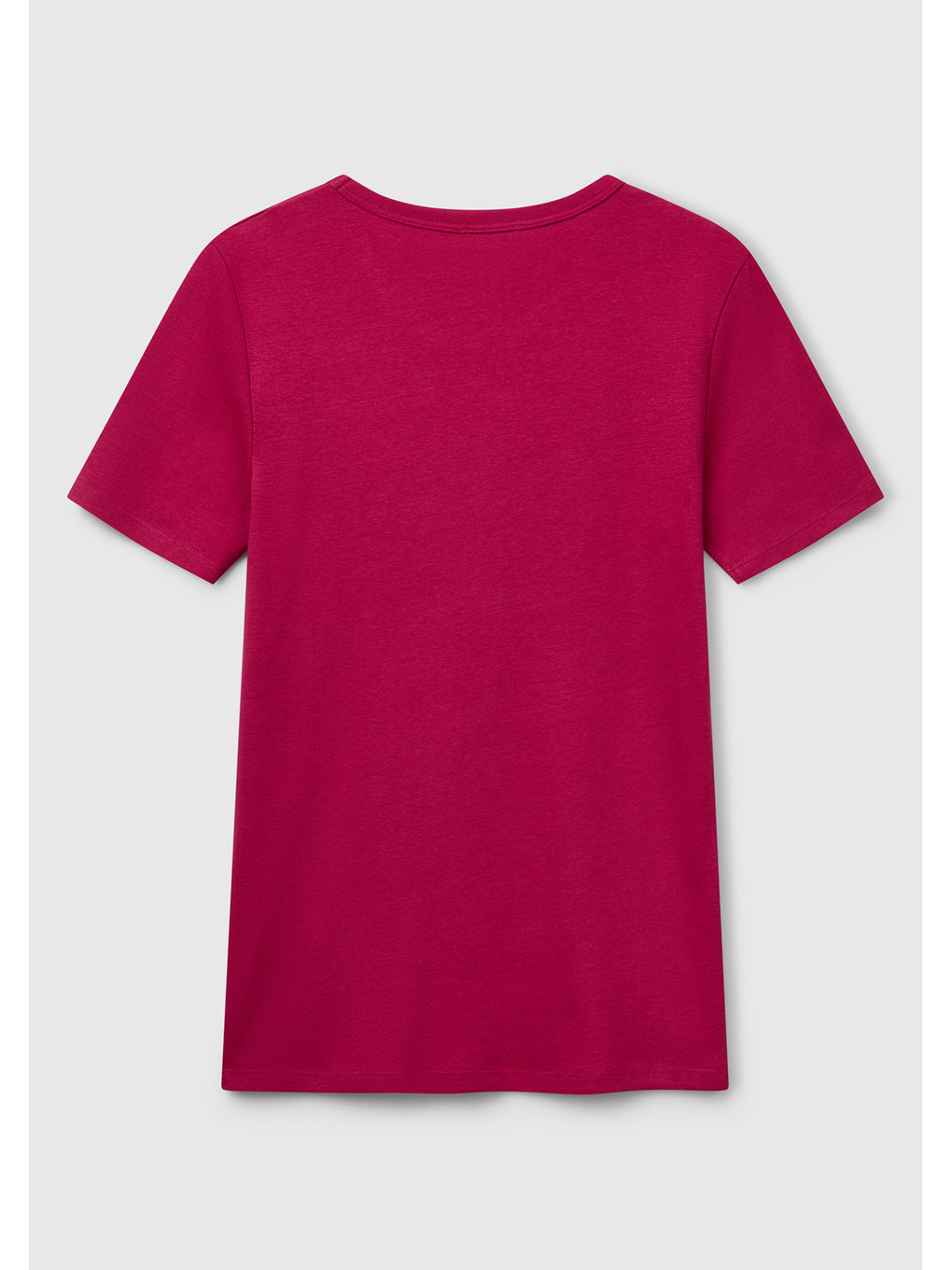 Kadın Fuşya %100 Pamuk Basic Kısa Kollu Bisiklet Yaka T-shirt-3