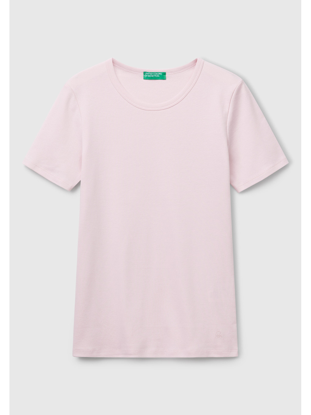 Kadın Açık Pembe %100 Pamuk Basic Kısa Kollu Bisiklet Yaka T-shirt-1