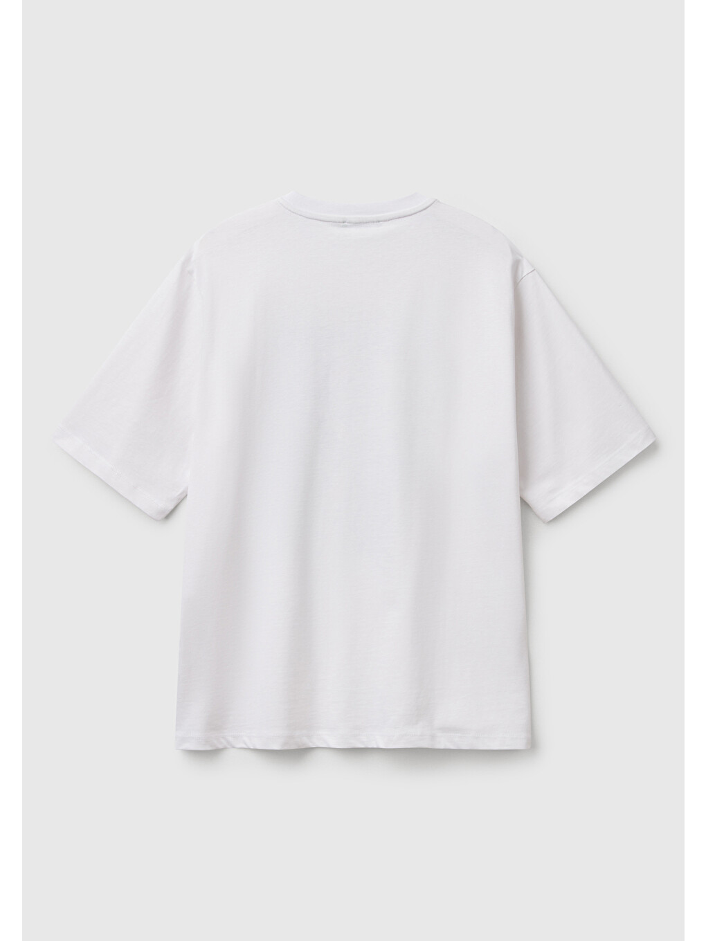 Kadın Beyaz Pamuk Karışımlı Baskılı T-shirt-3