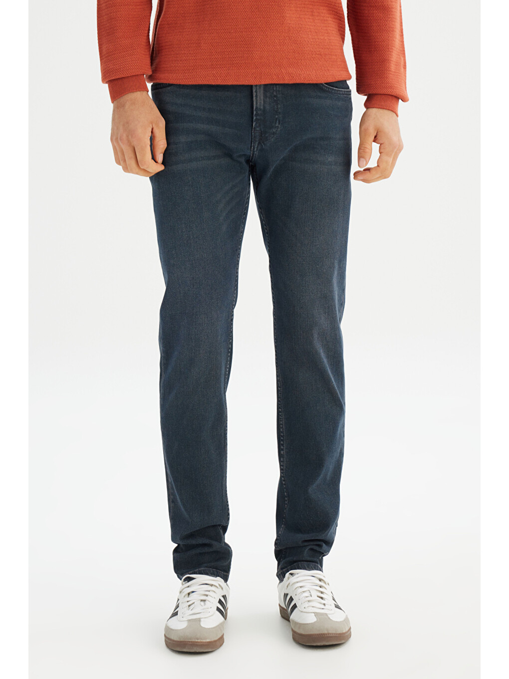 Turuncu Pamuklu Slim Fit Esnek Denim Jean Pantolon-1