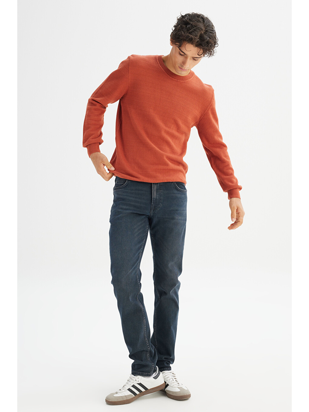 Turuncu Pamuklu Slim Fit Esnek Denim Jean Pantolon-2