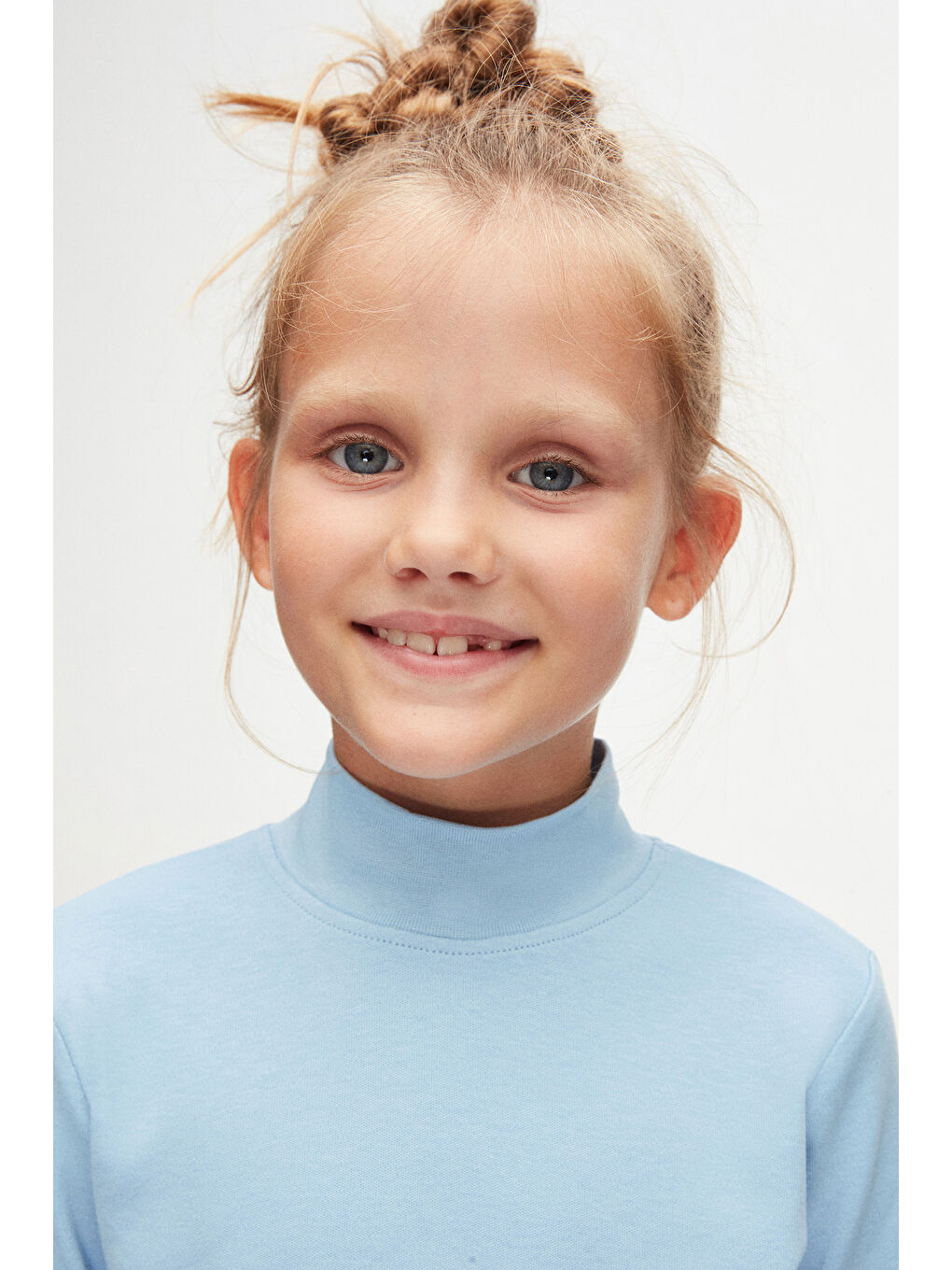 Koyu Mavi Kız Çocuk Yarım Balıkçı Uzun Kol Tişört-2