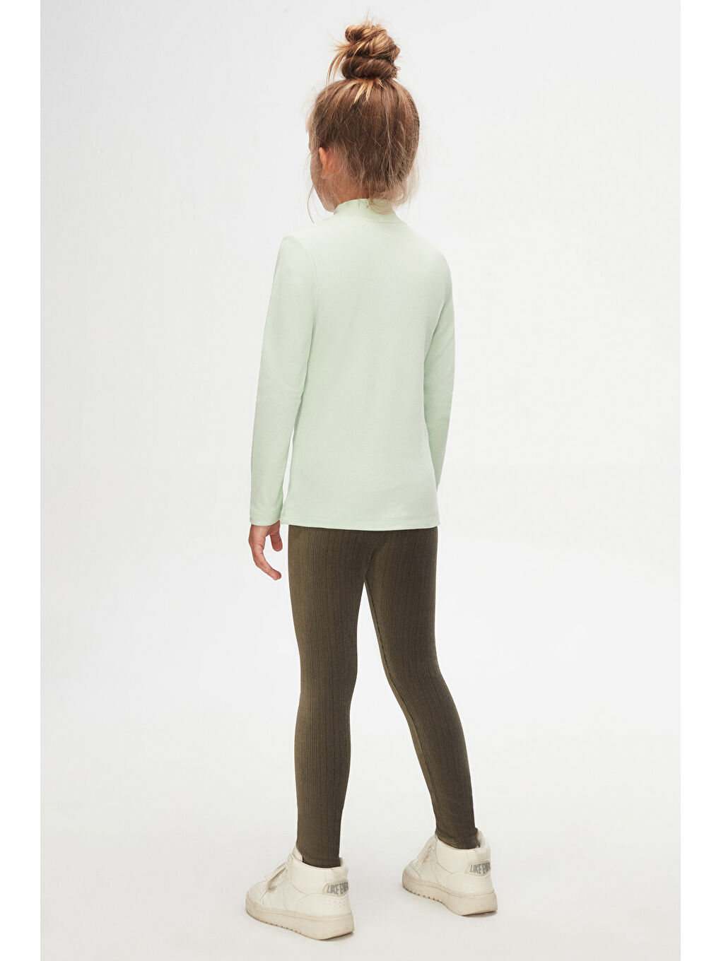 Soft Yeşil Kız Çocuk Yarım Balıkçı Uzun Kol Tişört-3