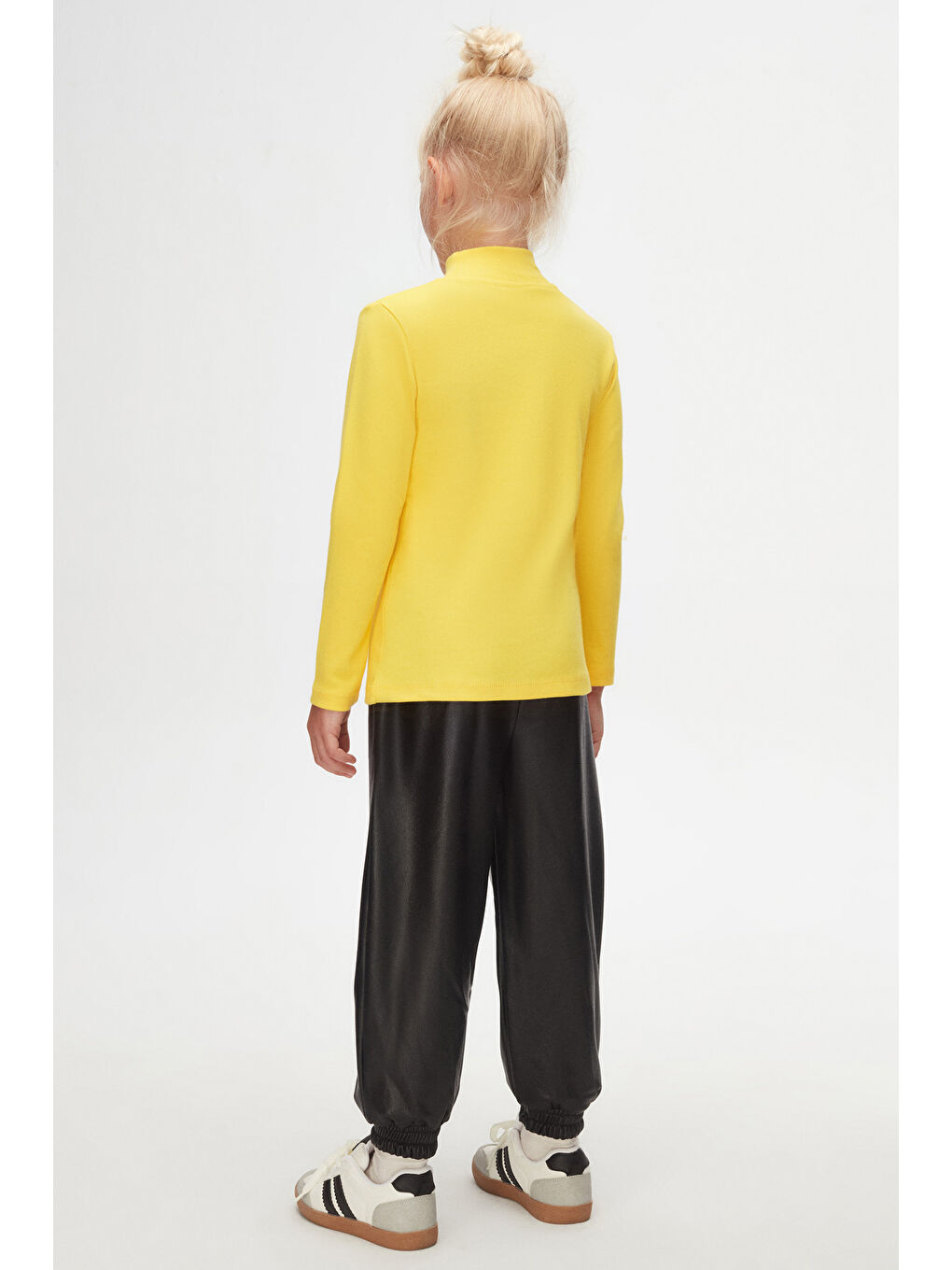 Sarı Kız Çocuk Yarım Balıkçı Uzun Kol Tişört-3