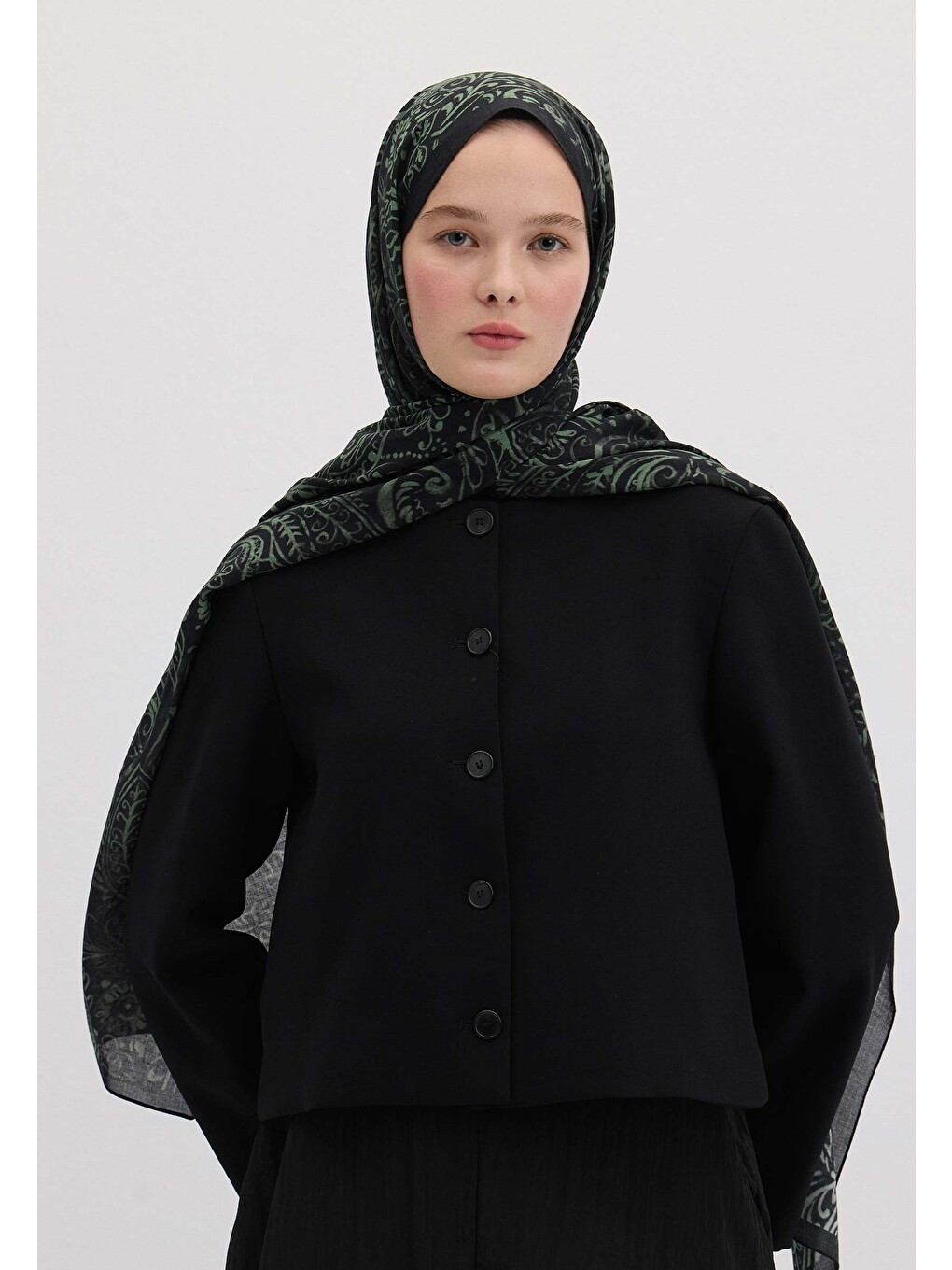Freesıa Desen Şal Yeşil-1
