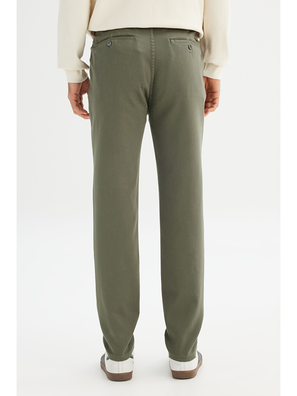 Regular Fit Normal Bel Pamuklu Esnek Haki Chino Pantolon-4