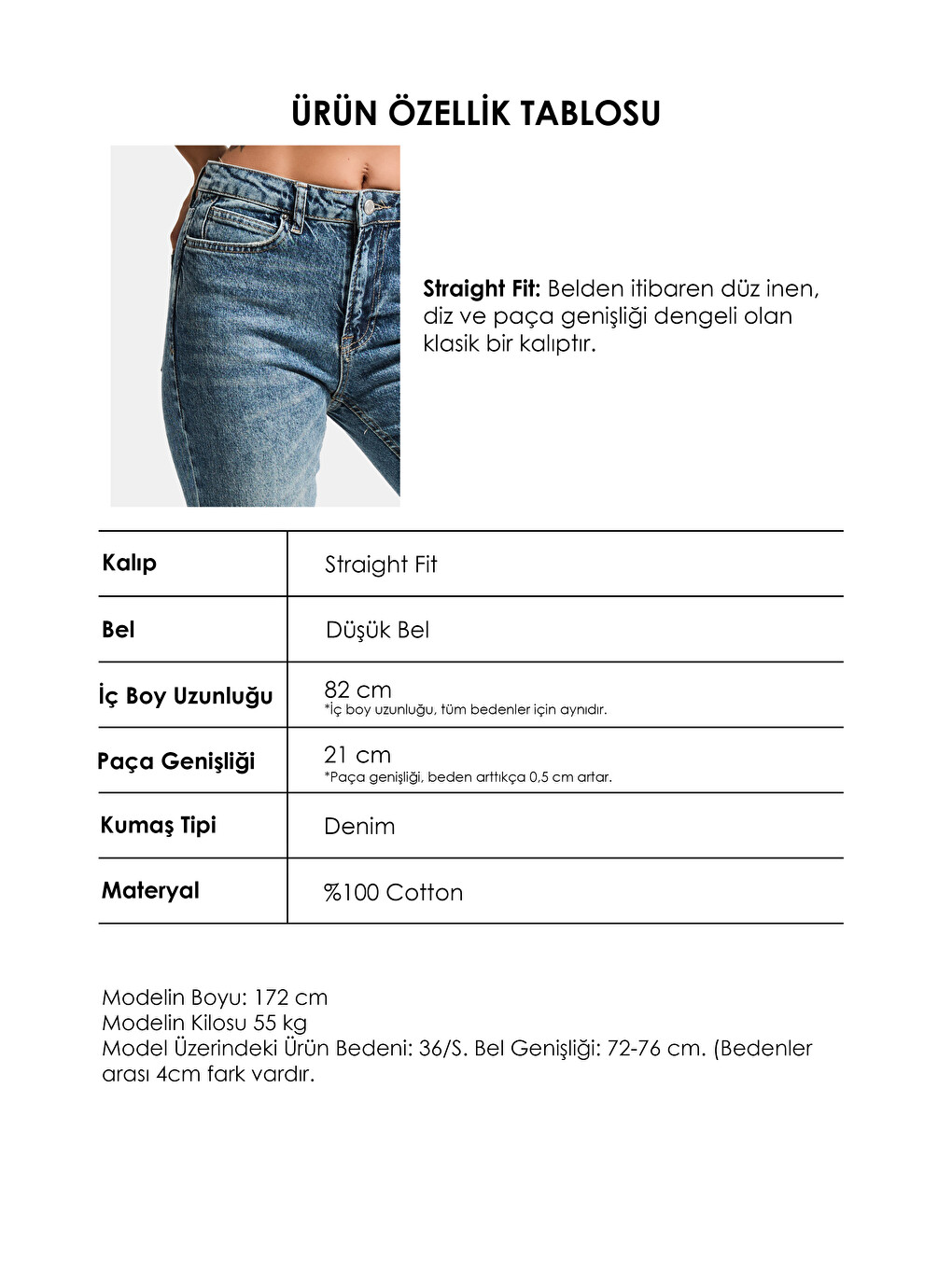 Mavi Kadın Jean Rengi 4w5-32 Düşük Bel Straight Fit %100 Pamuk Denim Jean-2