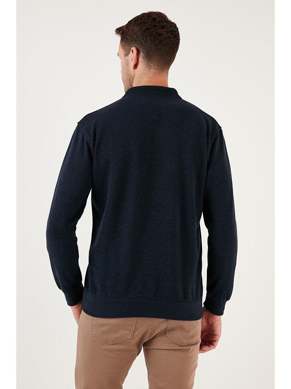 İndigo Pamuklu Slim Fit Düğmeli Polo Yaka Kazak 456211-3