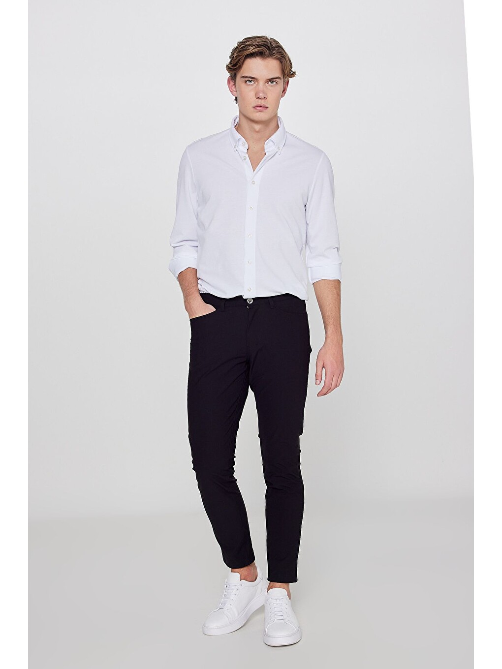 Regular Fit Normal Kesim Dar Paça 5 Cep Siyah Casual Pantolon