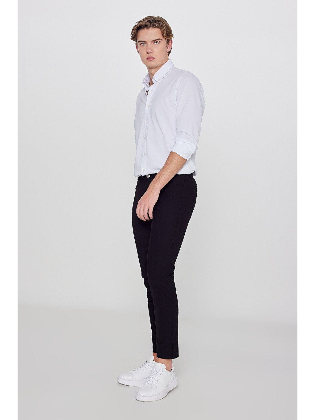 Regular Fit Normal Kesim Dar Paça 5 Cep Siyah Casual Pantolon-1